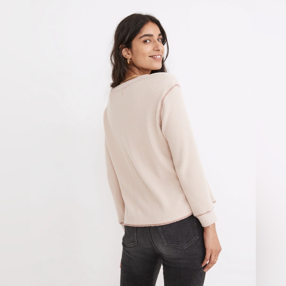 MADEWELL Waffle Split-Neck Crop Tee in Antique Cream Size XXL - Picture 8 of 8